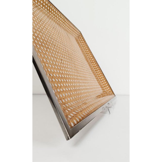 Large Acrylic Glass, Cane Webbing and Chrome Serving Tray in the style of Christian Dior, 1970s For Sale - Image 12 of 18
