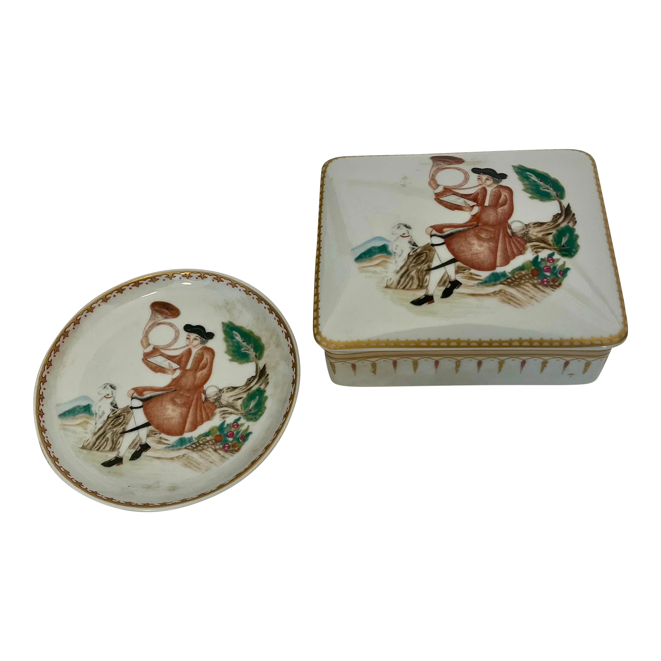 Vintage Mottahedeh Porcelain Alegre Lidded Cigarette Box