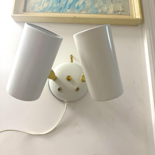 1970s Double White Wall Sconce For Sale In Charleston - Image 6 of 7