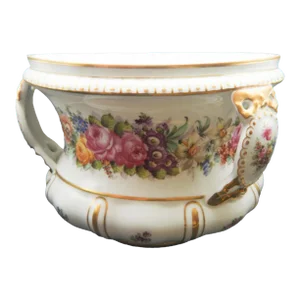 Antique 19th Century Wissmann Dresden Germany Porcelain Jardinière Catchpot Champagne Bucket