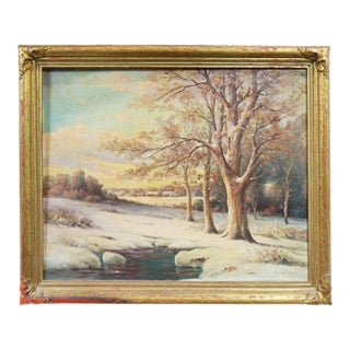 Mid 20th Century Winter's Golden Silence - Oil on Canvas Signed Original For Sale