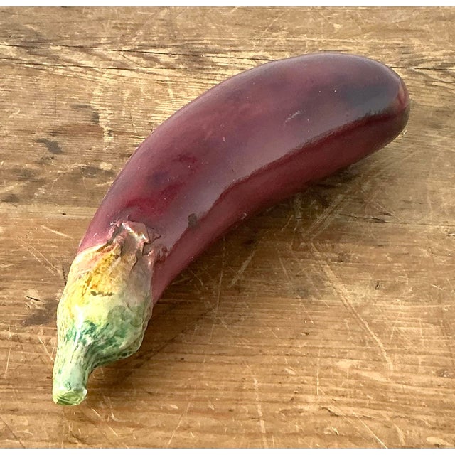 Vintage Italian Glazed Ceramic Eggplant For Sale - Image 10 of 11