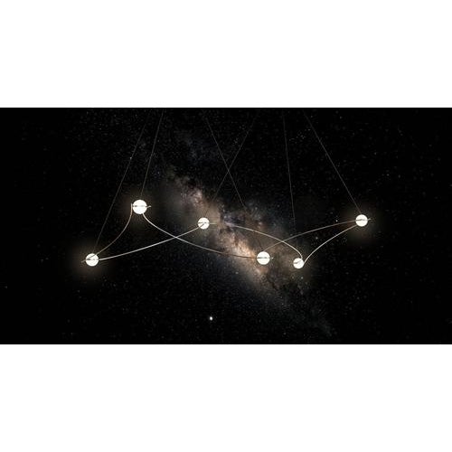 Kosmos 4l Chandelier in Polished Stainless Steel by Moss Objects For Sale - Image 9 of 10