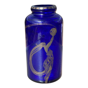 Vintage Erte Fireflies Cobalt Vase Franklin Mint 1988