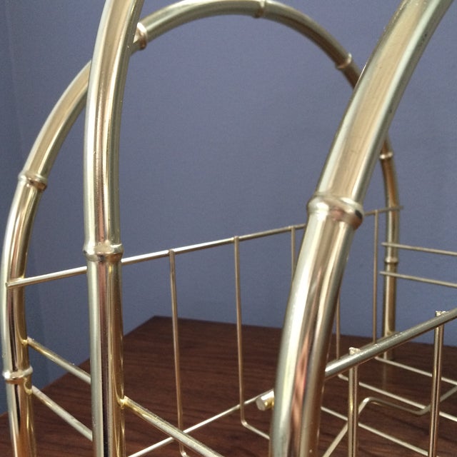 Vintage Gold Bamboo Metal Magazine Rack Chairish