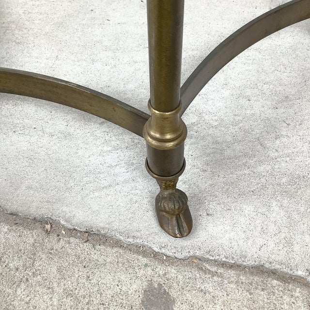 1970s Neoclassical Brass and Octagonal Glass Accent Side Table in the Style of La Barge For Sale - Image 10 of 16