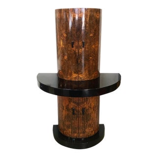 Art Deco Burlwood Custom Bar Cabinet For Sale