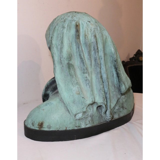 Metal Huge Antique 19th Century Bronze Peasant Women Lady Bust Statue Sculpture 1800's For Sale - Image 7 of 12