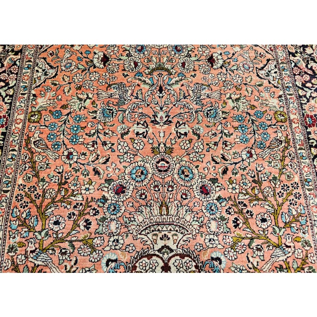 Antique Turkish Hereke Silk Rug, Tree of Life Design, Handwoven, 1900s, 3' x 4' For Sale - Image 4 of 18