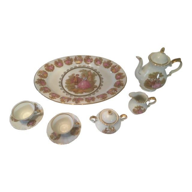 1960s Bayreuth Gloria Fine Porcelain Tea Set Bavaria Handwork Bayreuth- 10 Pieces For Sale
