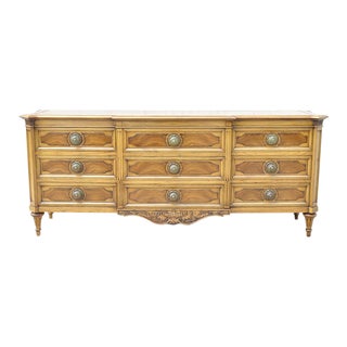 Karges French Regency Style Neoclassical Walnut 9 Drawer Credenza Dresser For Sale