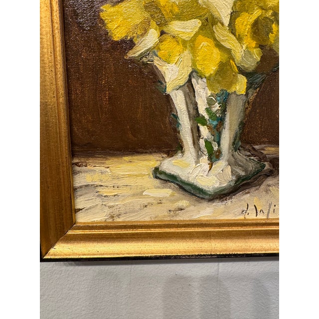 Traditional 20th Century Oil Painting Daffodils For Sale - Image 3 of 5