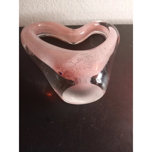 This is a Pink Art Glass 8" Heart Shaped Sculpture. Procured at auction BOX 21