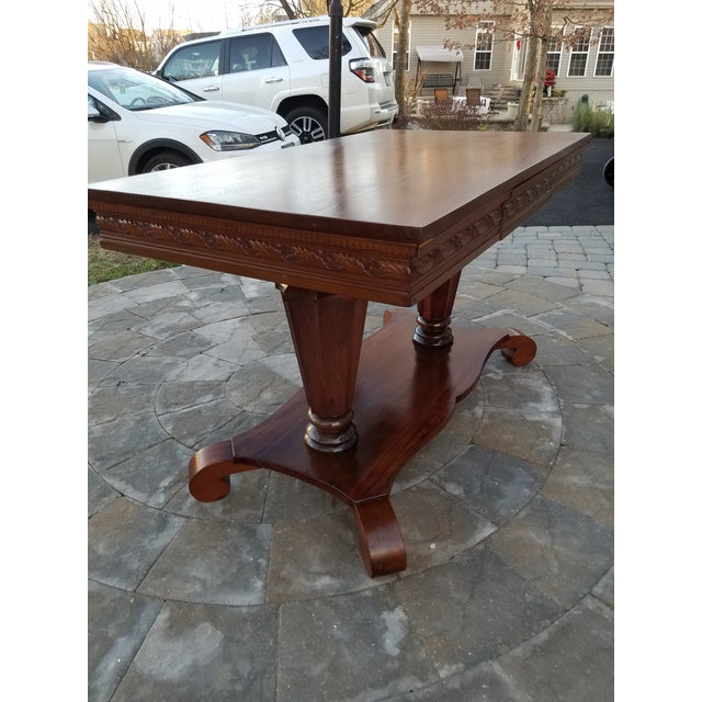 1800's Carved Rosewood Library Table For Sale - Image 4 of 12