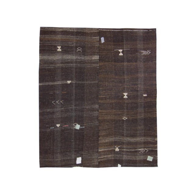 1960s Vintage Dark Brown Handwoven KIlim For Sale - Image 11 of 11