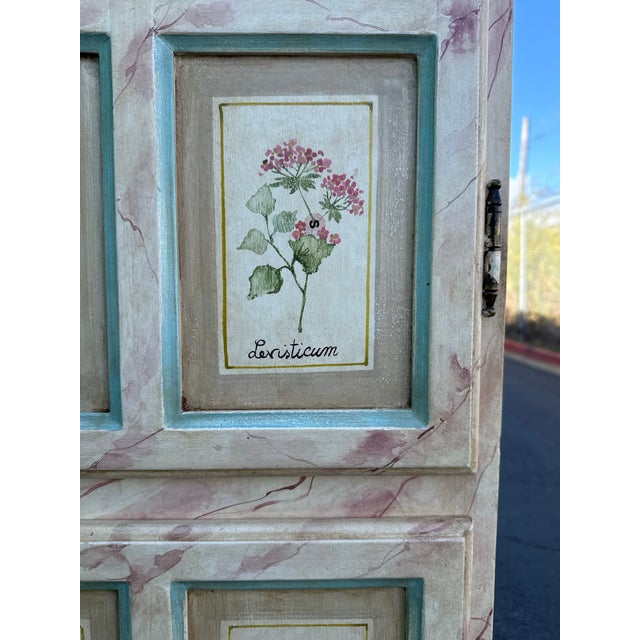 1980s Late 20th-Century Hand-Painted Botanical Cabinet For Sale - Image 5 of 17