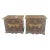 Asian Tansu Banded Burl Top Side Tables Cabinets, a Pair For Sale