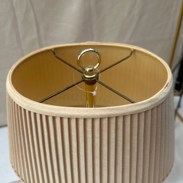 Metal 1970s Simple Brass Table Lamp With Lampshade For Sale - Image 7 of 9