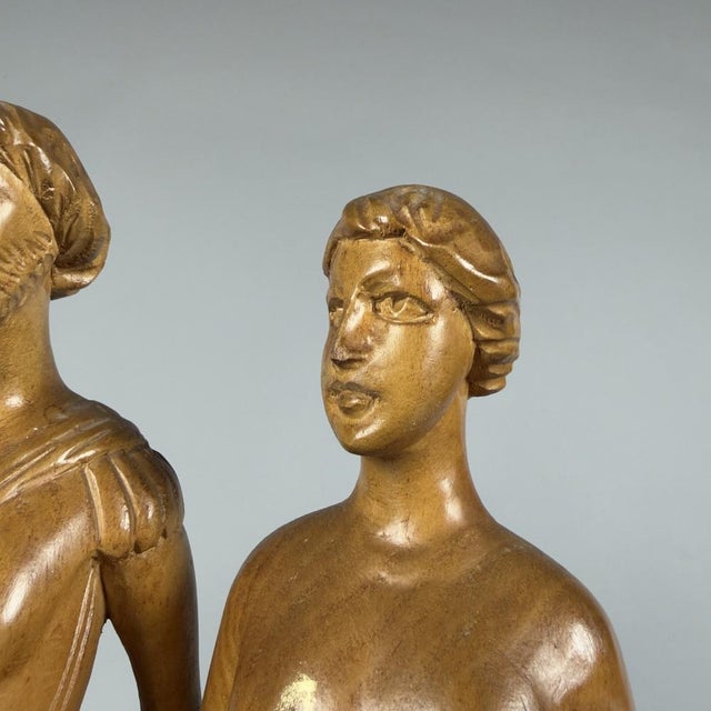 Art Deco Style Carved Wood Sculpture Group from Scurati, 1950s For Sale - Image 12 of 17