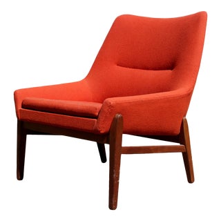 Mid-Century Ire Mobler Skillingaryd Danish Modern Vintage Orange Club Chair For Sale