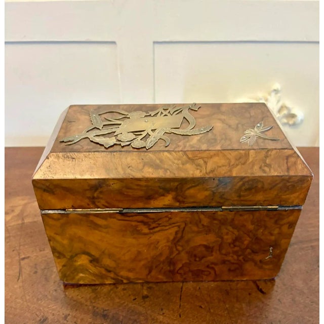 Antique Victorian Burr Walnut Tea Caddy, 1850 For Sale - Image 3 of 12