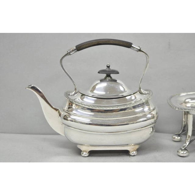 Antique Walker Hall Sheffield Silver Plated Teapot Spirit Kettle on Warmer Stand For Sale - Image 11 of 18
