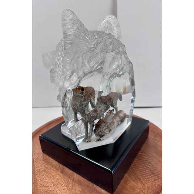 Kitty Cantrell “Devotion” Limited Edition Lucite & Pewter Wolf Sculpture With Lighted Base For Sale - Image 12 of 17