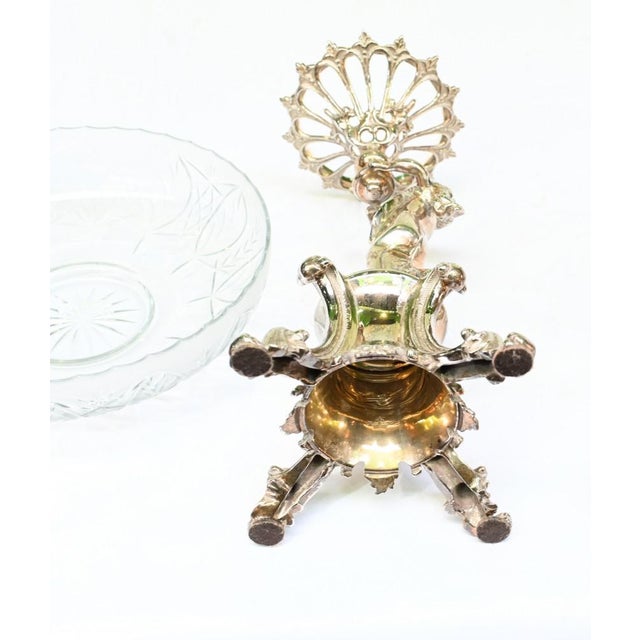 Silver Plate Cherub Comports with Glass Dishes, Set of 2 For Sale - Image 14 of 16