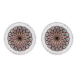 Vintage Handmade Moroccan Ceramic Large Bowl in White and Brown, a Pair