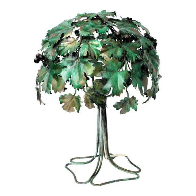 Italian Tole/Hollywood Regency Trailing Leaf Table Lamp For Sale