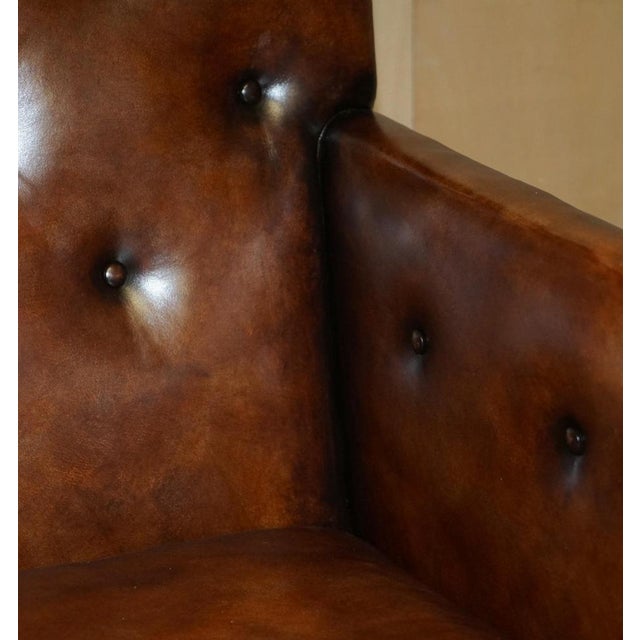 George III Brown Leather Chesterfield Armchair, 1780s For Sale - Image 16 of 18