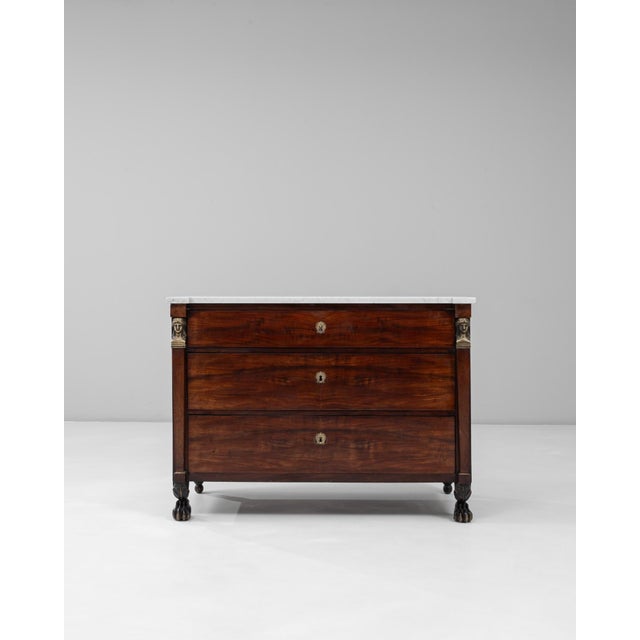 1820s French Empire Marble-Top Chest of Drawer With Paw Feet For Sale - Image 16 of 18