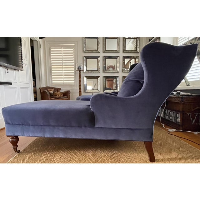 Navy Blue Velvet Chaise Lounge Chair Chairish
