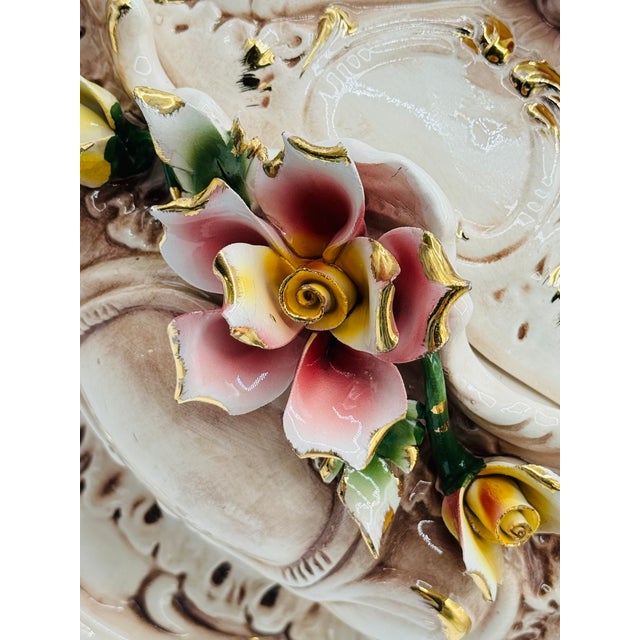 Ivory Vintage Italian Capodimonte Porcelain Tureen or Serving Dish Centerpiece W/Roses For Sale - Image 8 of 18