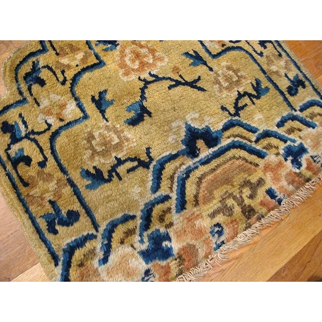 Chinese 1880s Goldenord Medallion Qing Antique Chinese Ningxia Rug 2'0" X 2'0" Knotted Wool Carpet For Sale - Image 3 of 10