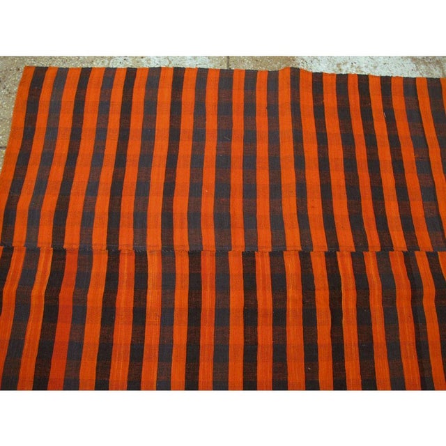 Textile Galerie Shabab Collection Mid-20th Century Orange and Black Turkish Flat-Weave Kilim Room Size Accent Rug For Sale - Image 7 of 10