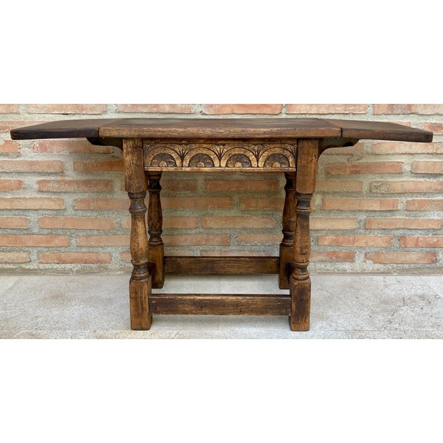 Brown Spanish Wing Table in Walnut, 1930s For Sale - Image 8 of 18
