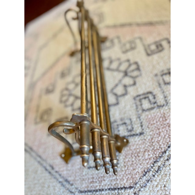 Traditional Vintage Brass Hat and Coat Train Rack For Sale - Image 3 of 7