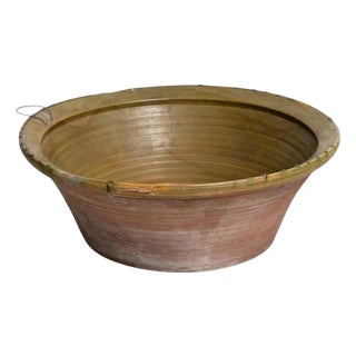 Rustic Ceramic Plate Vase in Green Tone, 1940s For Sale