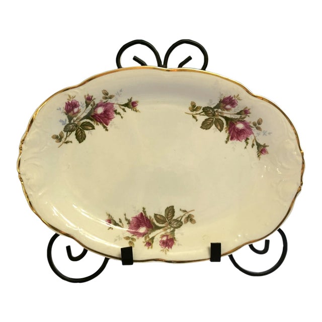 Mid 19th Century Platter by Wawel, Poland, Moss Rose Pattern For Sale