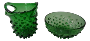 Italian Green Bubble Glass Bowls by Empoli, 1960s, Set of 2