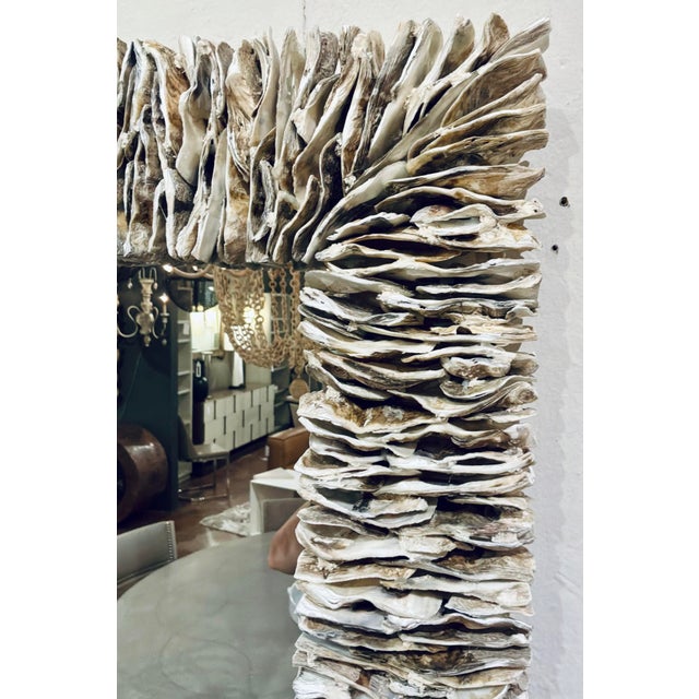 Contemporary Made Goods Organic Modern Oyster Shell Mina Wall Mirror For Sale - Image 3 of 5