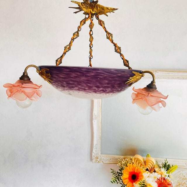 Antique Purple Chandelier For Sale - Image 6 of 10