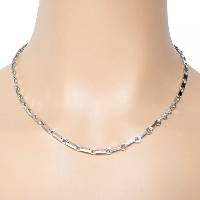 Vintage Cartier 18k White Gold Flat Link Necklace 17.75" 1998 Details: Metal: 18k White Gold Length: 17.75" Width: 3.5mm...