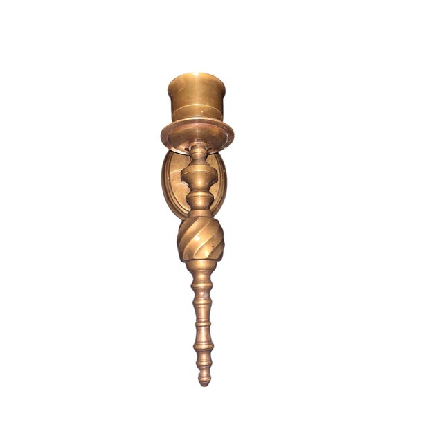 French Circa 1960’s Solid Brass Candle Sconce For Sale - Image 3 of 9
