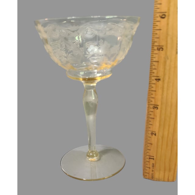 Vintage Fostoria Yellow Versailles Floral Wine Cocktail Glasses- Set of 3 For Sale - Image 6 of 7