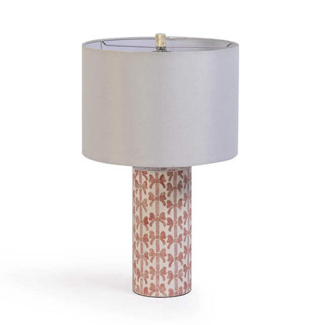 Boho Chic Lassy Pink Ribbon Capiz Shell Table Lamp For Sale - Image 3 of 8
