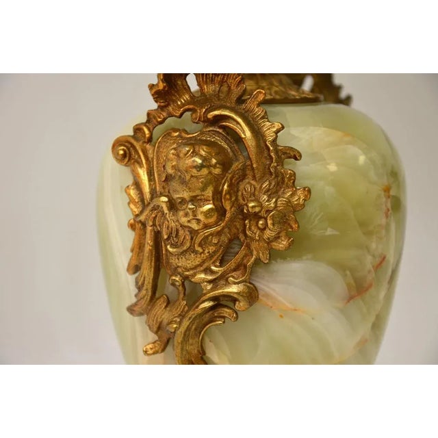Metal Large Vintage French Onyx & Gilt Metal Table Lamp, 1930s For Sale - Image 7 of 9