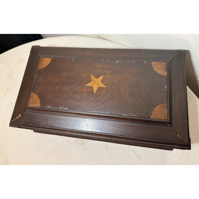 Folk Art Large Antique Handmade Folk Art Wood Countertop Writing Lap Desk Box Inkwell For Sale - Image 3 of 12