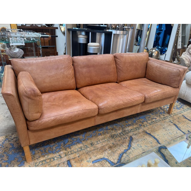 1970s Three-Seat Leather Sofas in Original Leather, by Mogens Hansen For Sale - Image 5 of 9